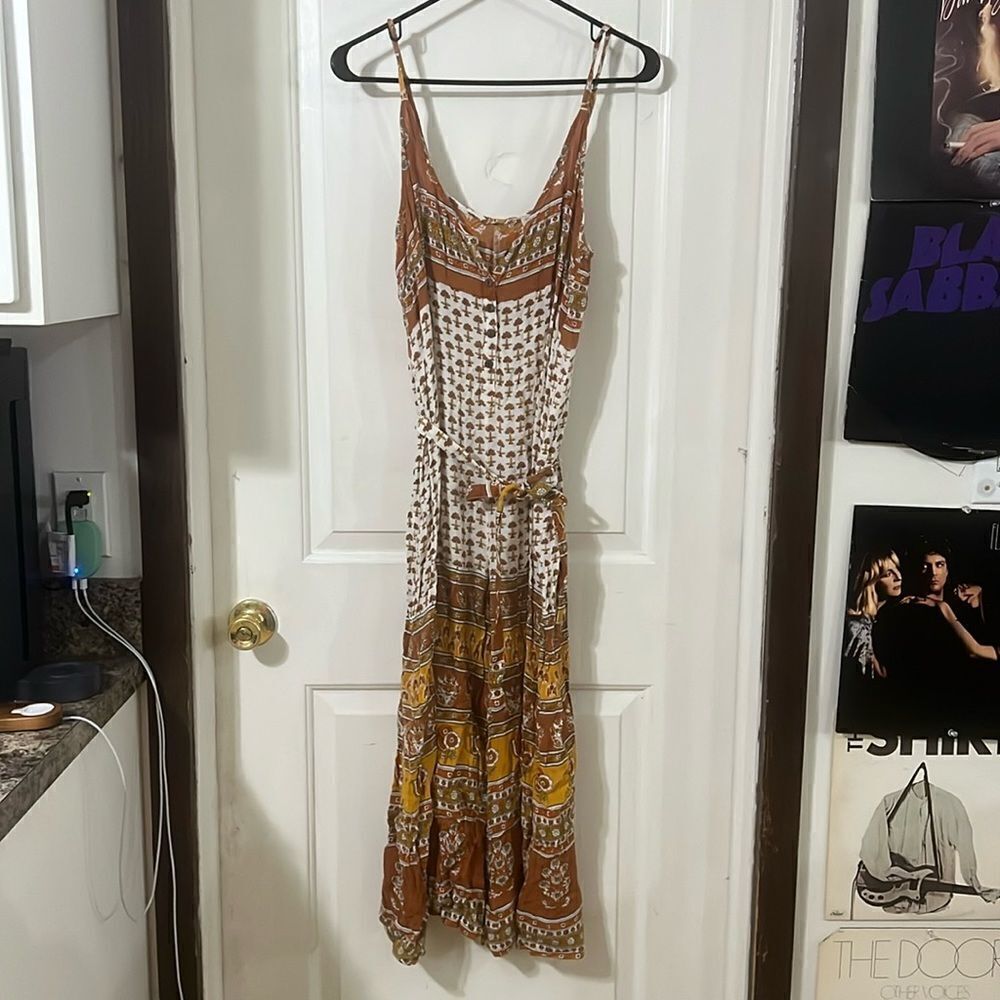 Tree of Life Orange and White Jumpsuit with Flowing Design